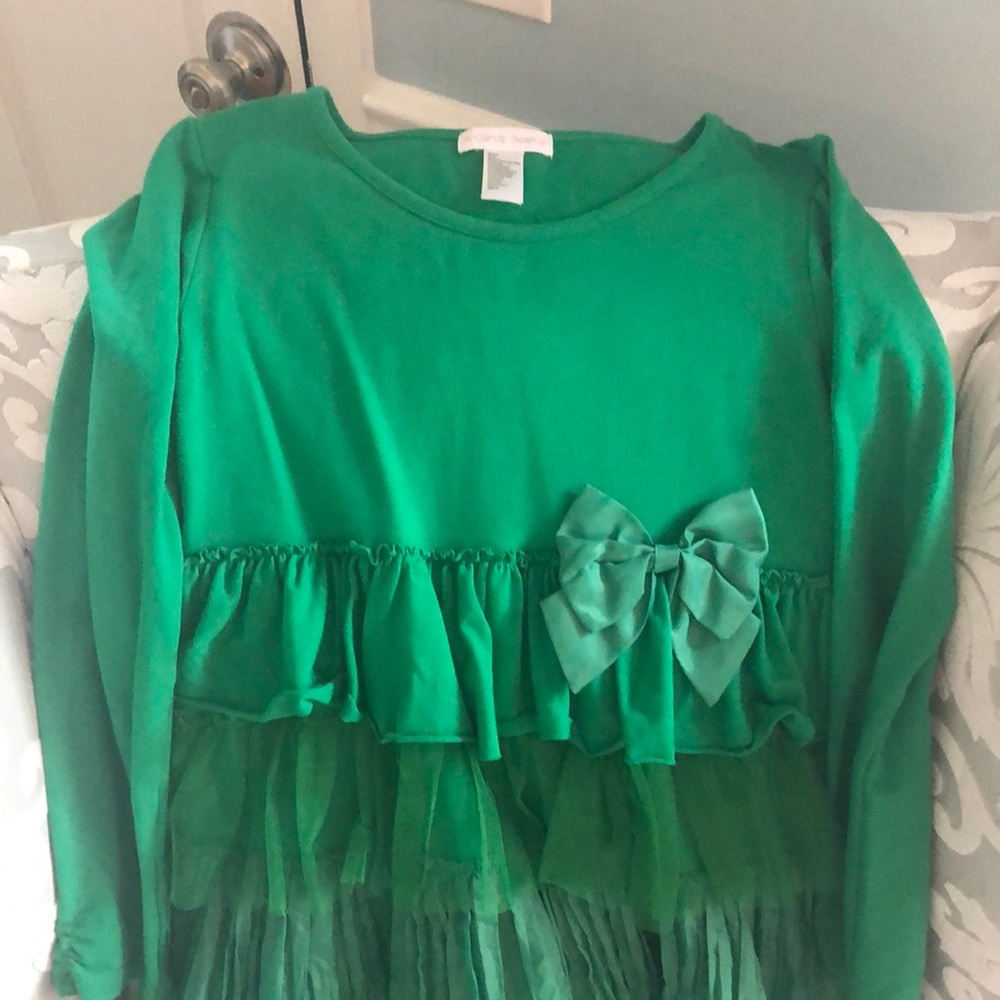 NWOT Candy Bean dress green tiered ruffles sz 14